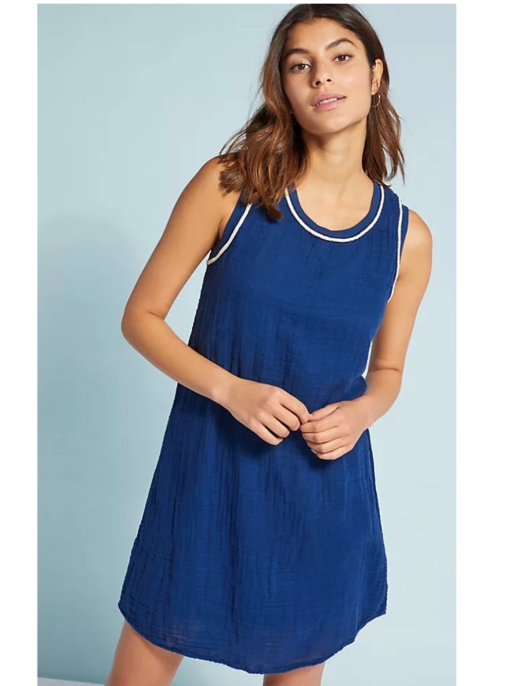 Anthropologie Michael Stars Woven Gauze Knit Sleeveless Swing Mini Dress Large